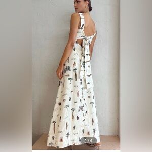 Tropical printed knot long dress